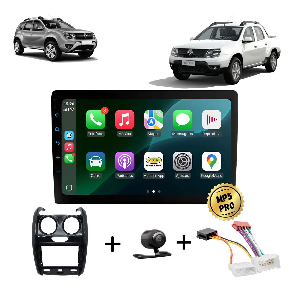 Kit Multimidia Mp5 Pro+ 9 Renault Duster 16/20 E Oroch 18/21