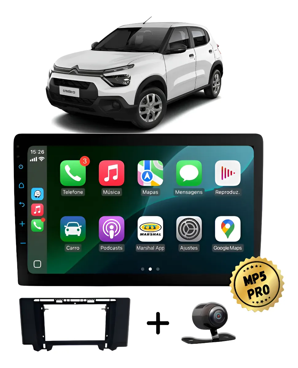 Kit Multimidia Mp5 Pro+ 9'' Citroen C3 2023 Em Diante