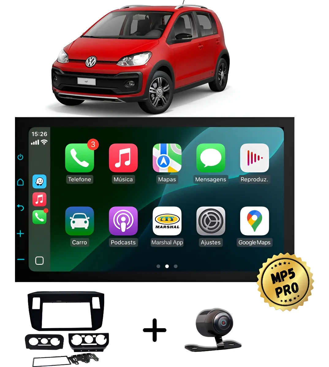 Kit Multimidia Mp5 Pro+ 7  Vw Up G2 Tsi/mpi 2018/2021 Preta