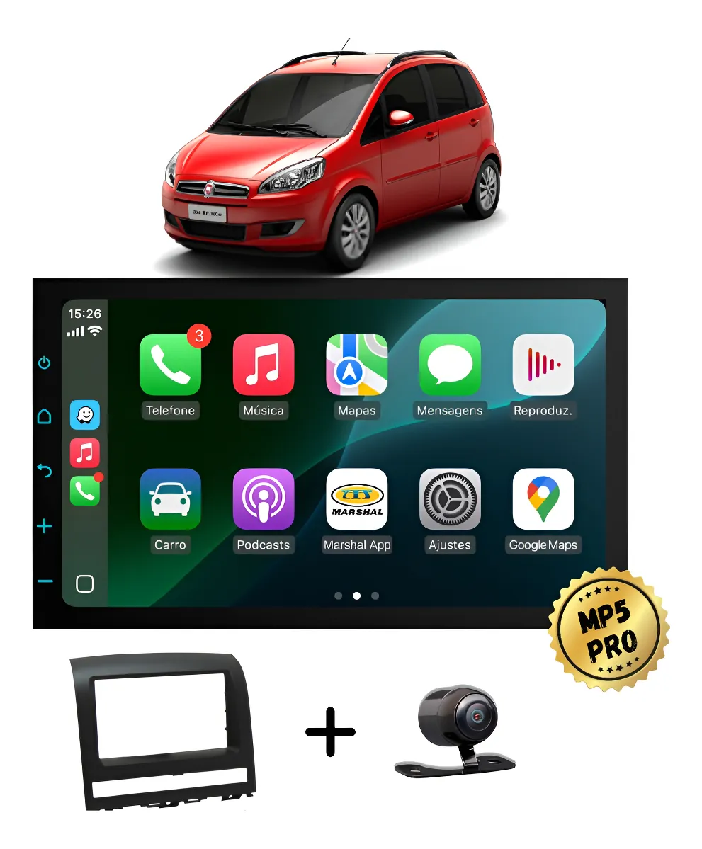 Kit Multimidia Mp5 Pro+ 7' Idea 2008 2009 2010 2011 2012 Preto