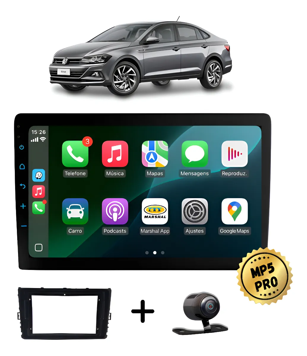 Kit Multimidia Mp5 Pro+ 9' Virtus 2018 2019 2020 2021 Acima Black Piano