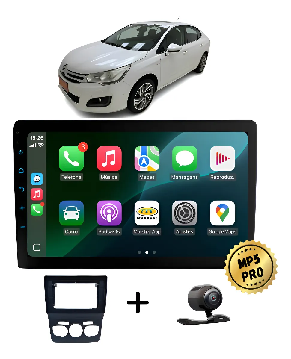 Kit Multimidia Mp5 Pro+ 9 Citroen C4 Lounge 2013 2014 À 2017 Preto