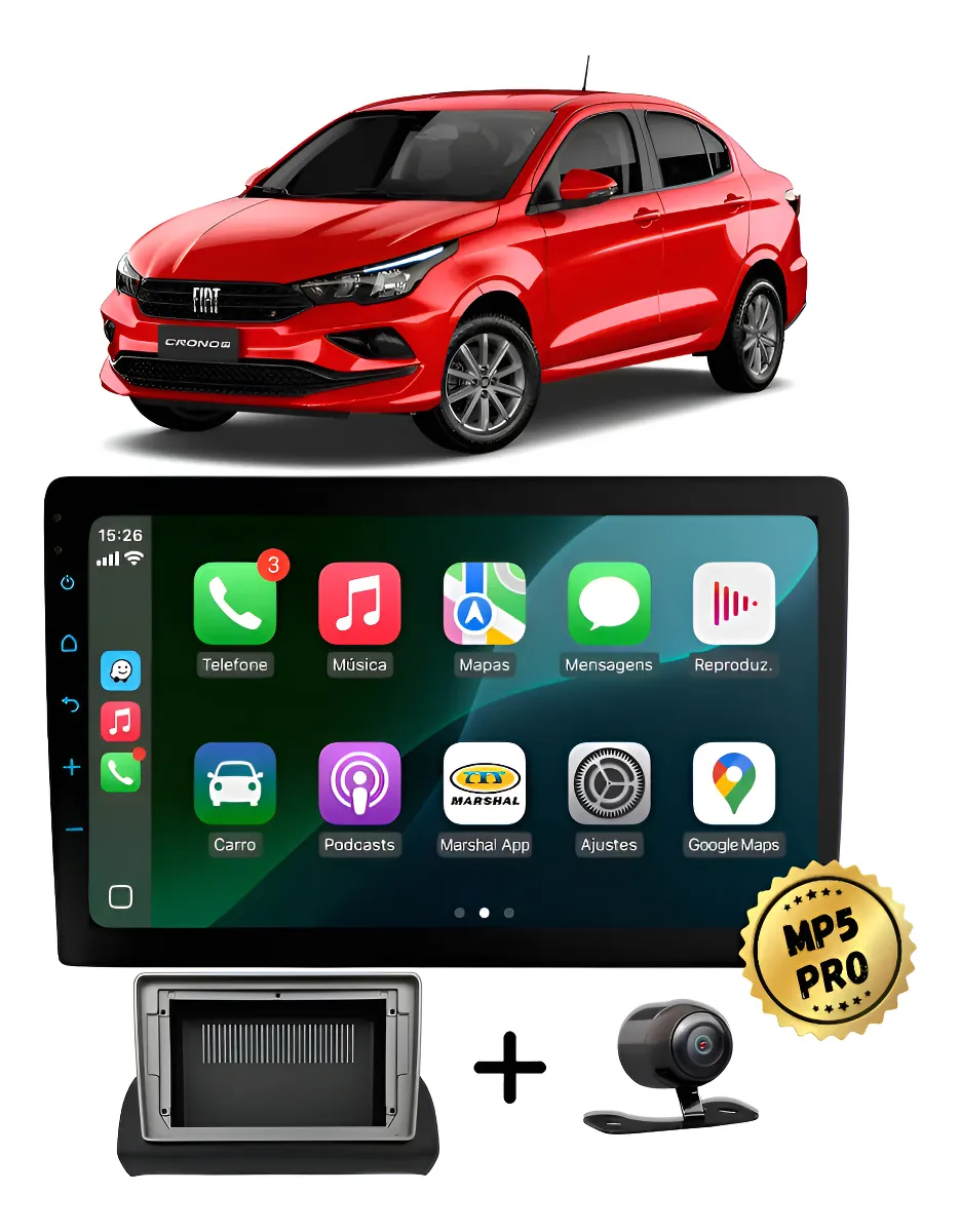 Kit Multimidia Mp5 Pro+ 9' Fiat Cronos 2018 2019 2020 Acima