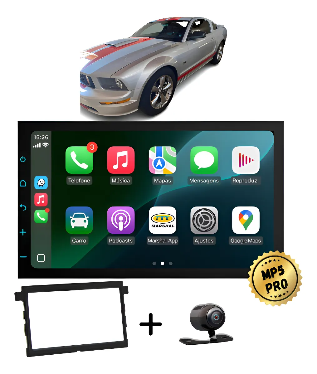 Kit Multimidia Mp5 Pro+ 7' Mustang 2004 2005 2006 2007 2008 Preto
