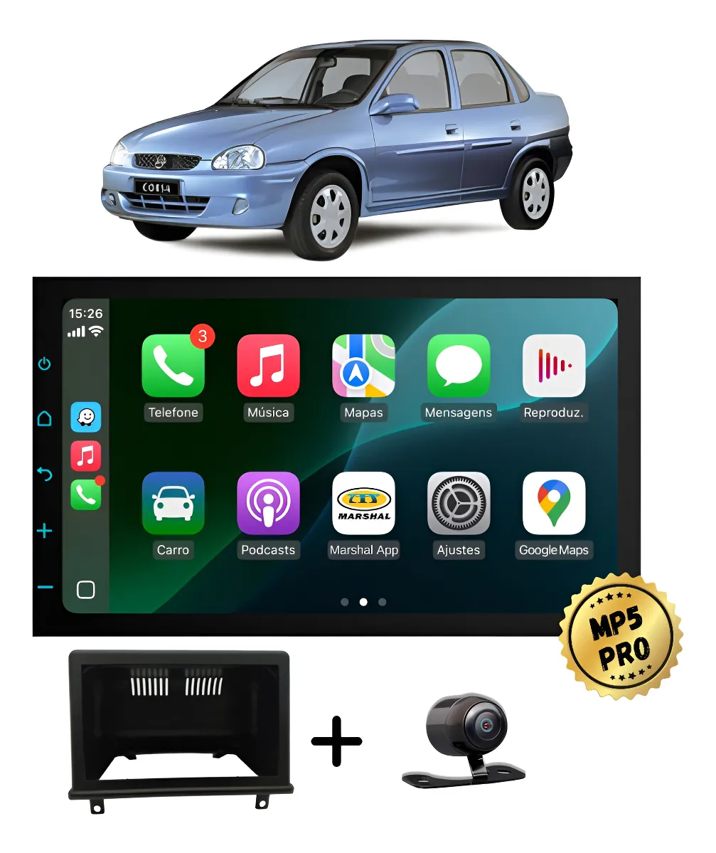 Kit Multimidia Mp5 Pro 7 Corsa Classic Sedan Hatch G1 94/03 Preto