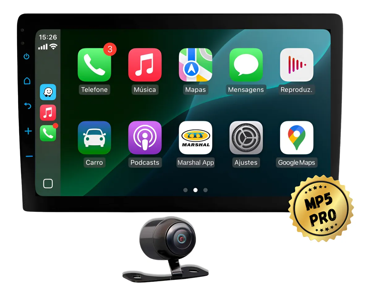 Central Multimidia 9'' Mp5 Pro+ Carplay Android Auto Sem Fio