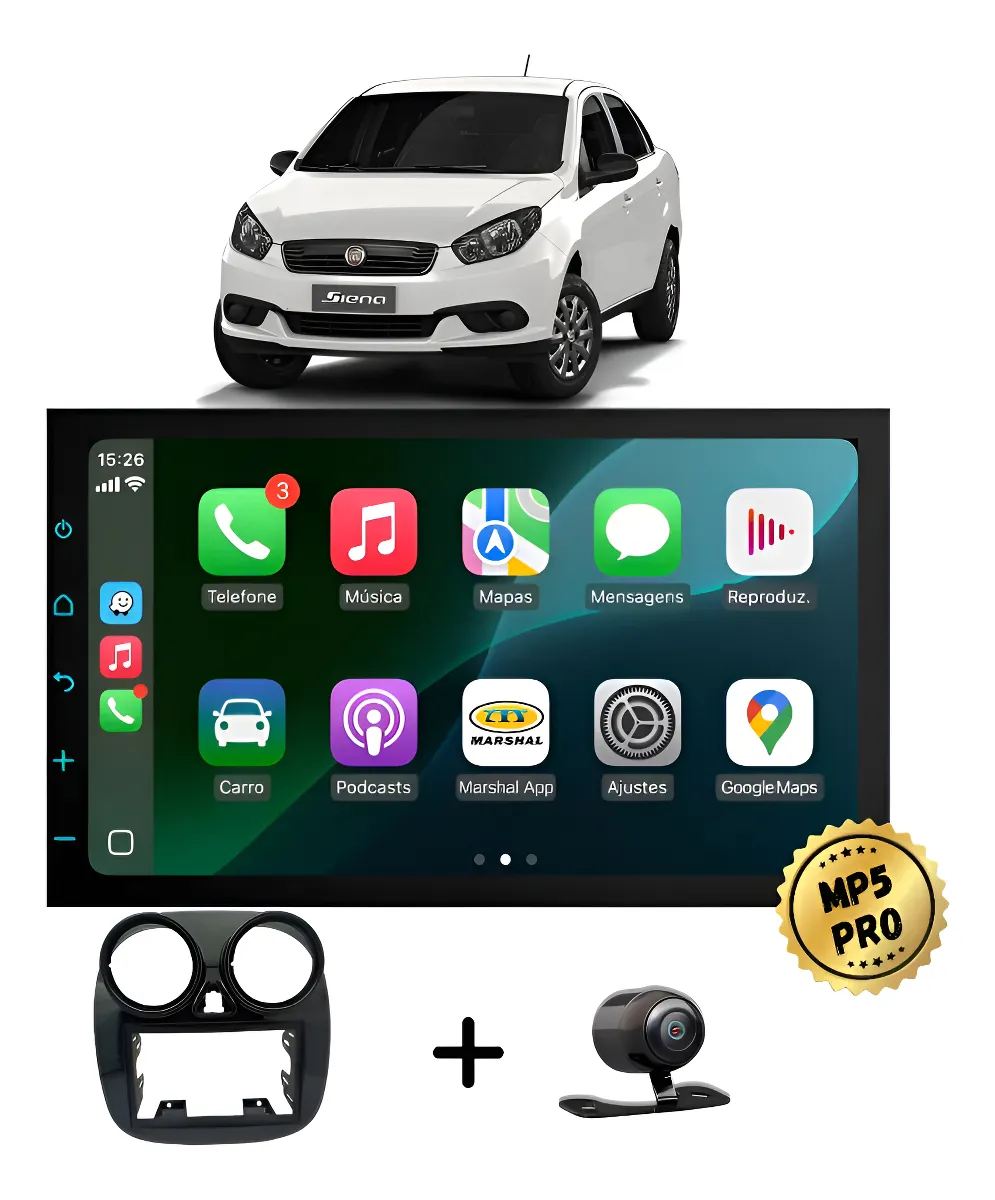 Kit Multimidia Mp5 Pro+ 7  Fiat Grand Siena 2021