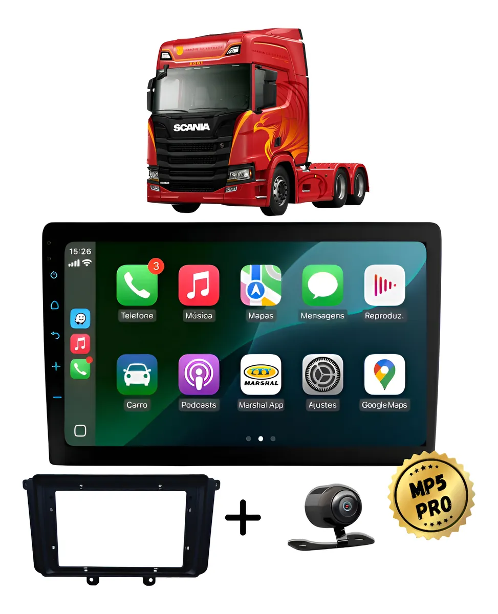 Kit Multimidia Mp5 Pro+ 9'' Scania Ntg Preto