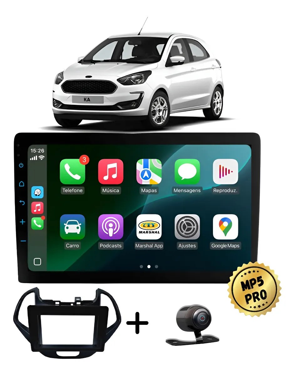 Kit Multimidia Mp5 Pro+ 9'' Ford Ka E Ka+ 2019/2021