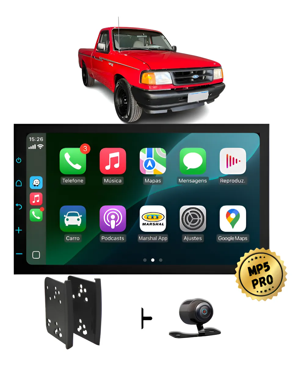 Kit Multimidia Mp5 Pro+ 7  Ford Ranger 1995/2012 Preto