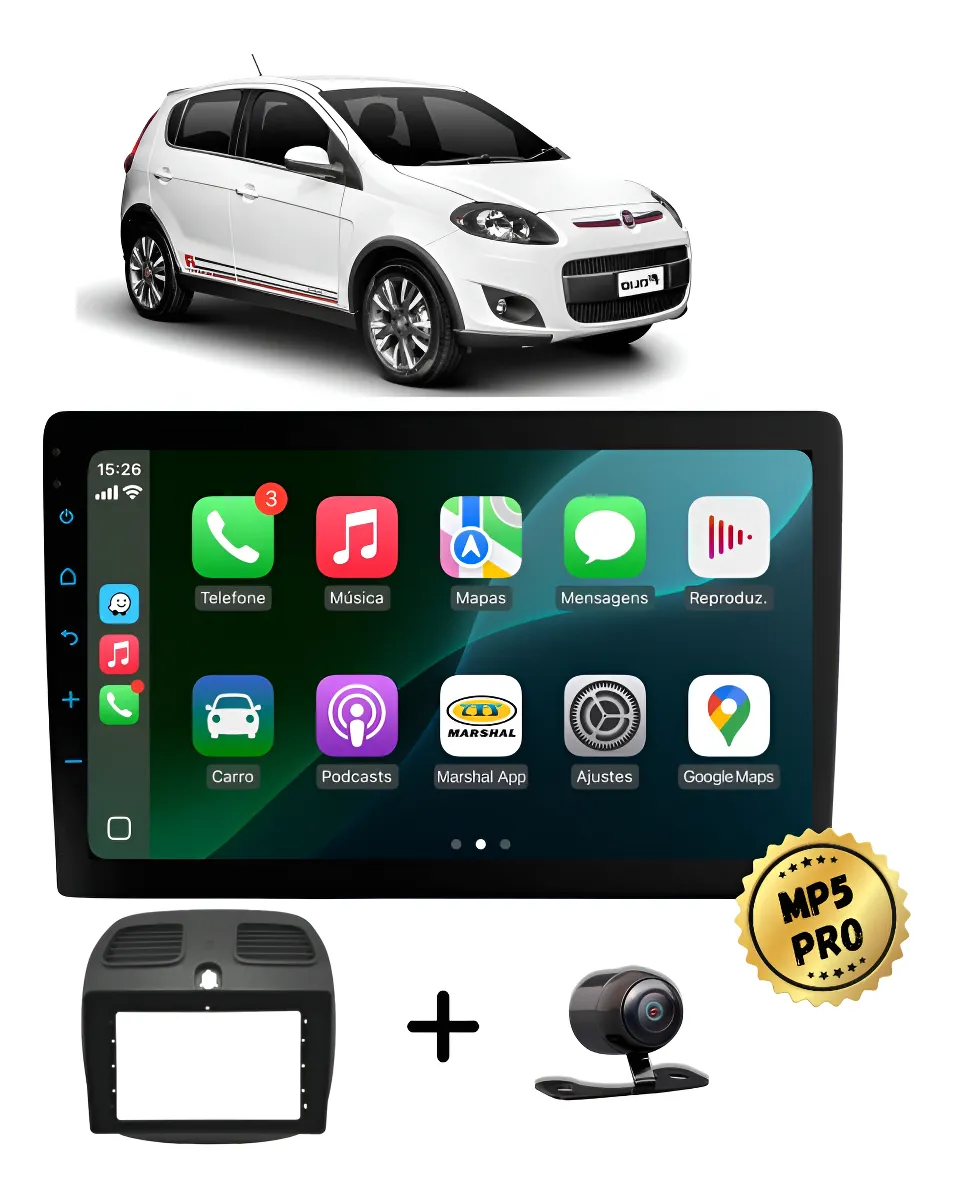 Kit Multimidia Mp5 Pro+ 9' Flutuante Palio Sporting 2012 2013 Até 2017 Preto