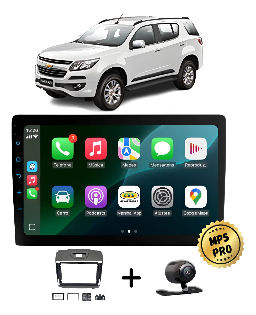 Kit Multimidia Mp5 Pro+ 9 S10 Trailblazer 2016 2017 Ou Acima Preto