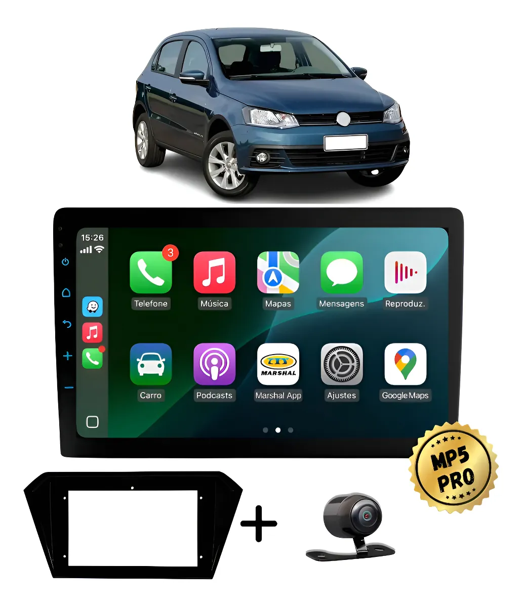 Kit Multimidia Mp5 Pro+ 9'  Gol G7 E G8 2017 2018 2019 Acima