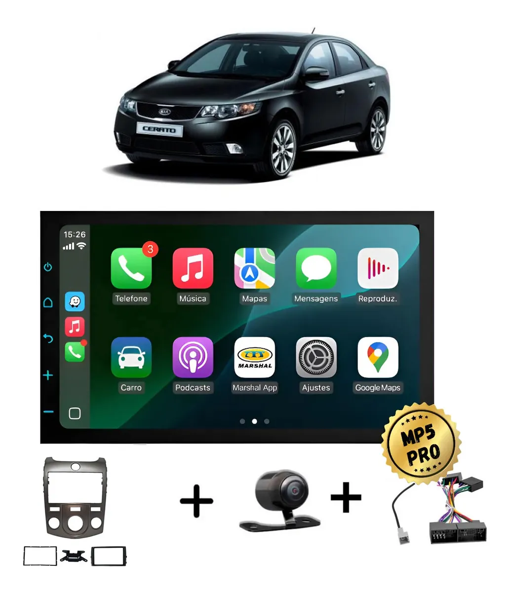 Kit Multimidia Mp5 Pro+ 7' Cerato 10/12 Analogico C/ Chicote