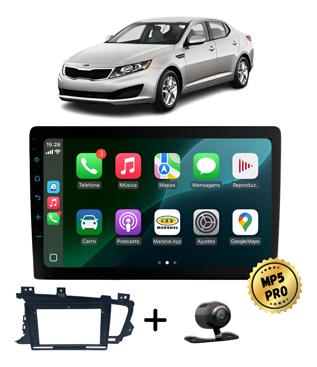 Kit Multimidia Mp5 Pro+ 9' Kia Optima 2012 2013 2014 Preto