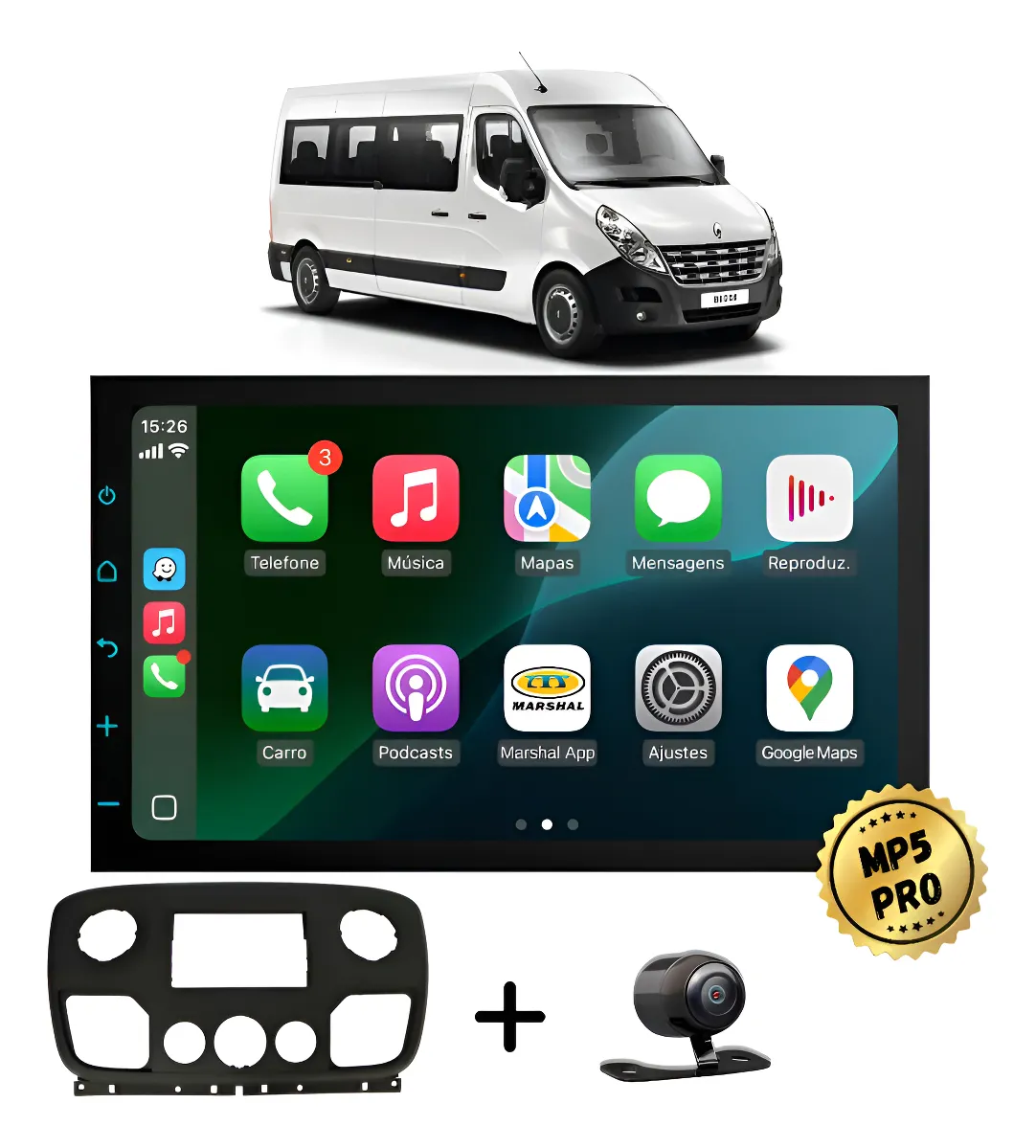 Kit Multimidia Mp5 Pro+ 7' Master 2014 2015 2016 2017 Acima Preto