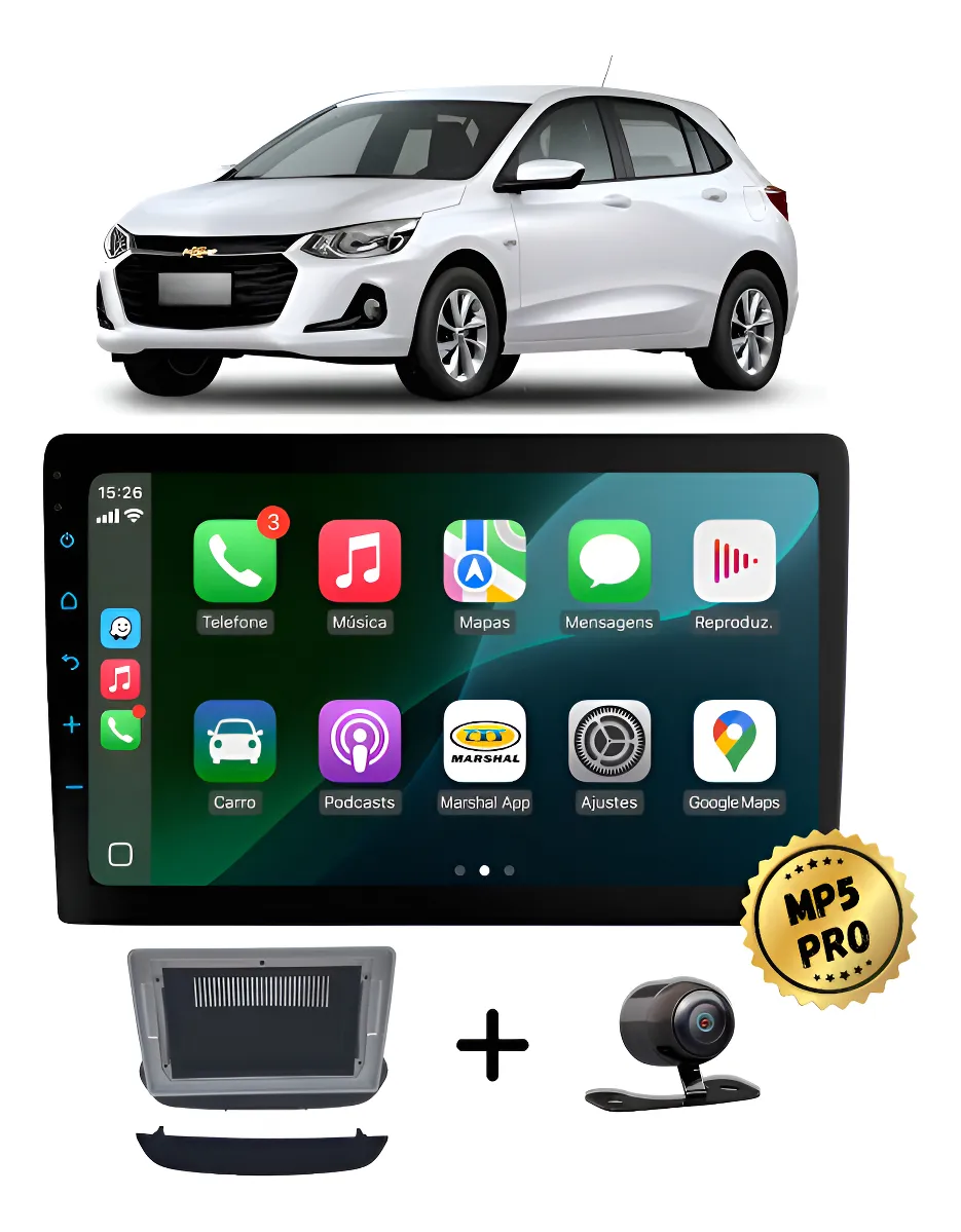 Kit Multimidia Mp5 Pro+ 9'' Chevrolet Onix 2020 Em Diante Preto