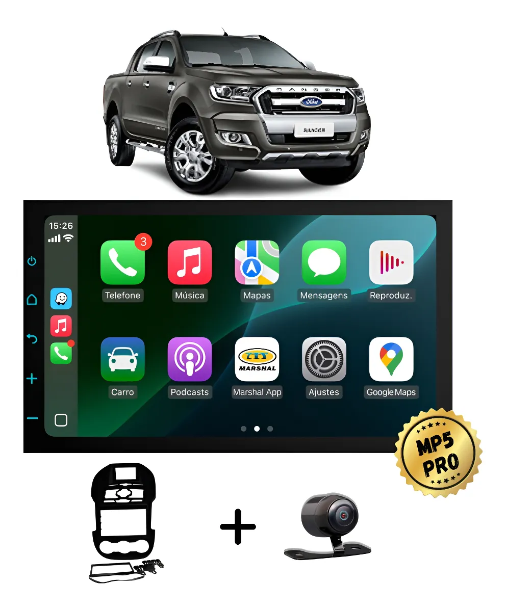 Kit Multimidia Mp5 Pro+ 7' Ranger Xlt 2012 2013 À 2015 S/gps Preto