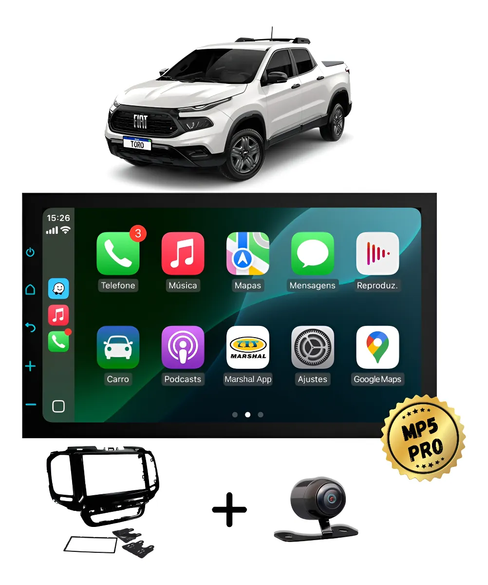 Kit Multimidia Mp5 Pro+ 7 Toro 2016 2017 2018 2019 2020 2021 Preto