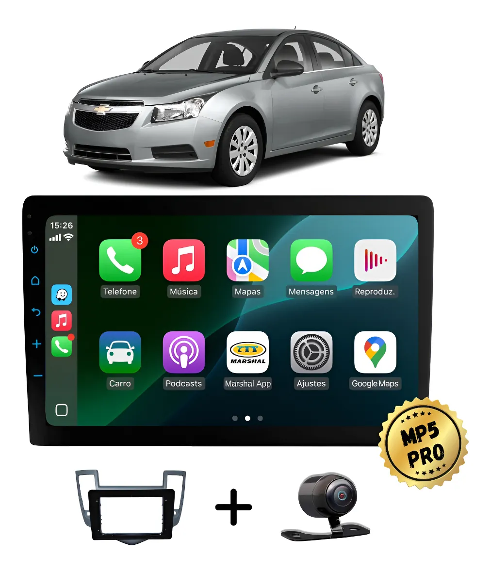 Kit Multimidia Mp5 Pro 9 Flutuante Cruze 2011 2012 2013 2014 2015 2016 Preto