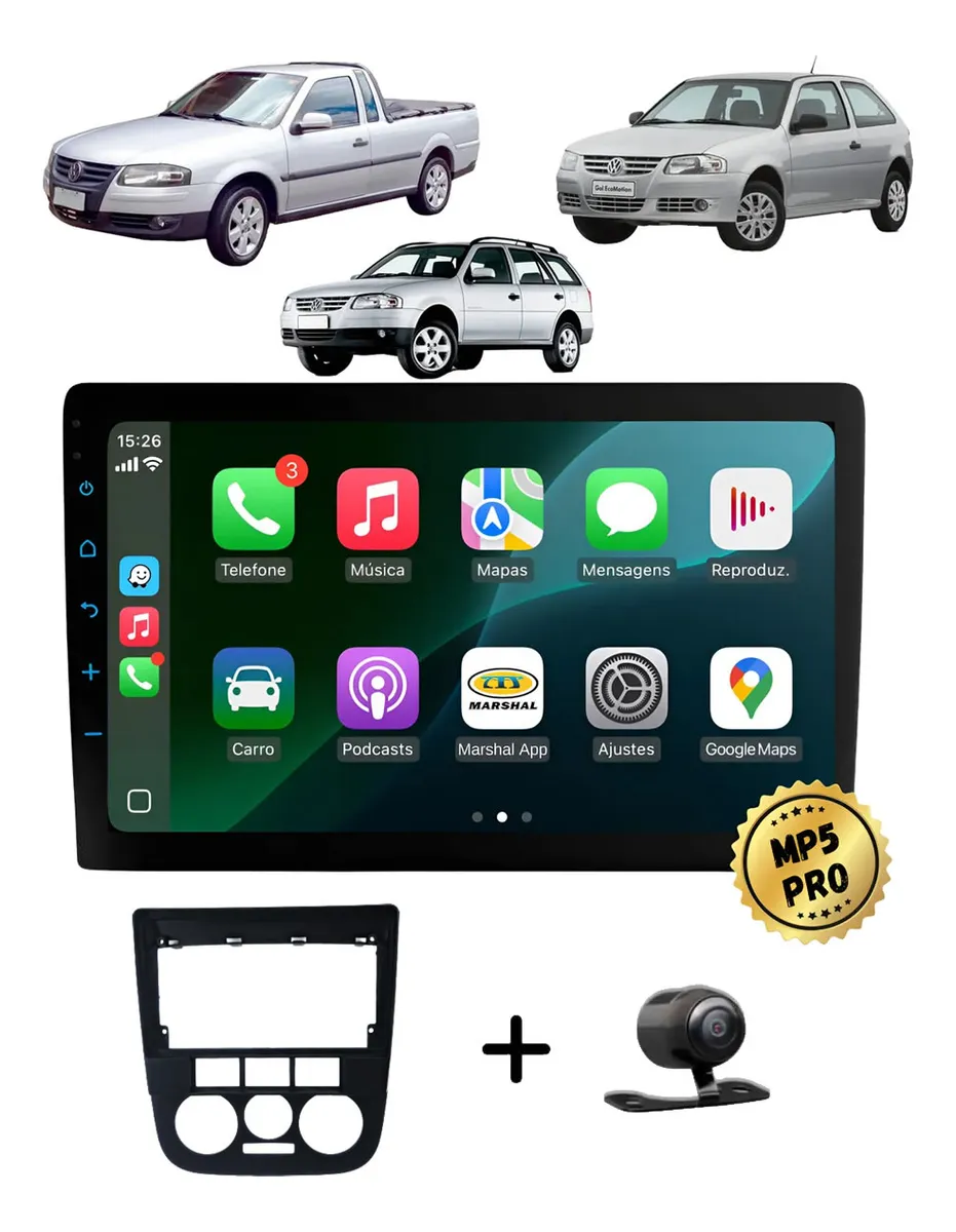 Kit Multimidia Mp5 Pro+ 9' Gol Parati Saveiro G4 2005/2008 Preto