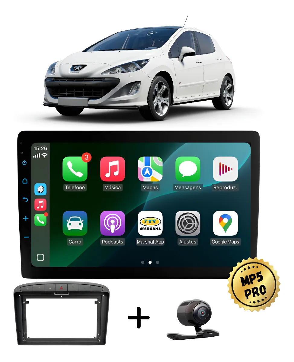 Kit Multimidia Mp5 Pro+ 9  Peugeot 308 07/13 E 408 10/14 Black Piano