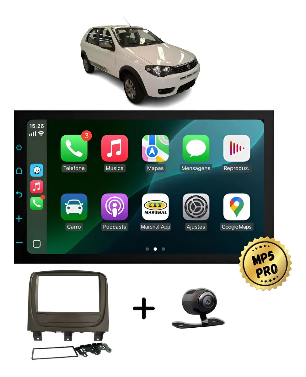 Kit Multimidia Mp5 Pro+ 7 Fiat Palio Way / Economy 2014/2018