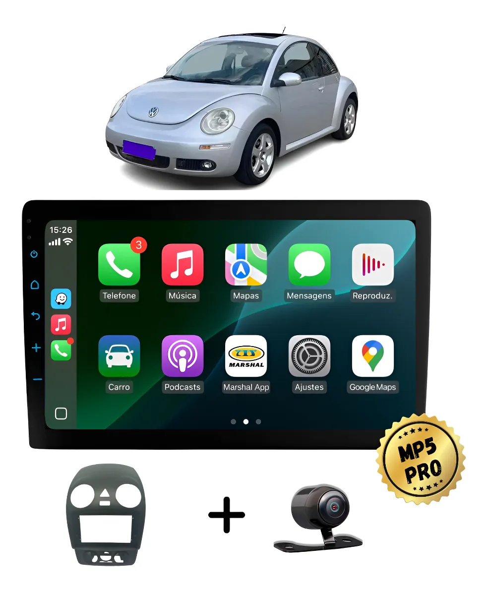 Kit Multimidia Mp5 Pro+ 9' Beetle 2006 2007 2008 2009 2010 Preto