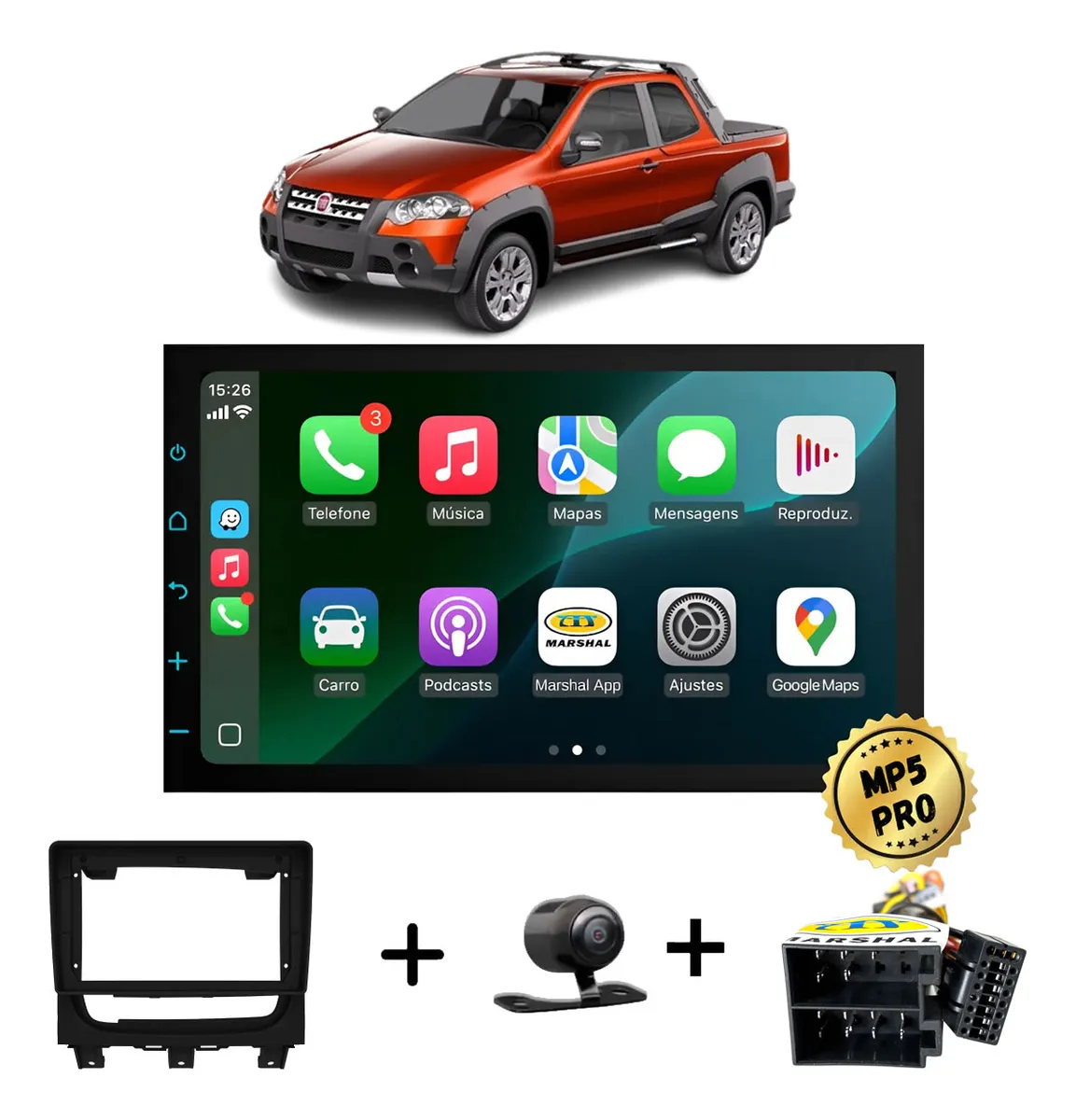 Kit Multimidia Mp5 Pro+ 7  Fiat Strada Adventure 2013/2019