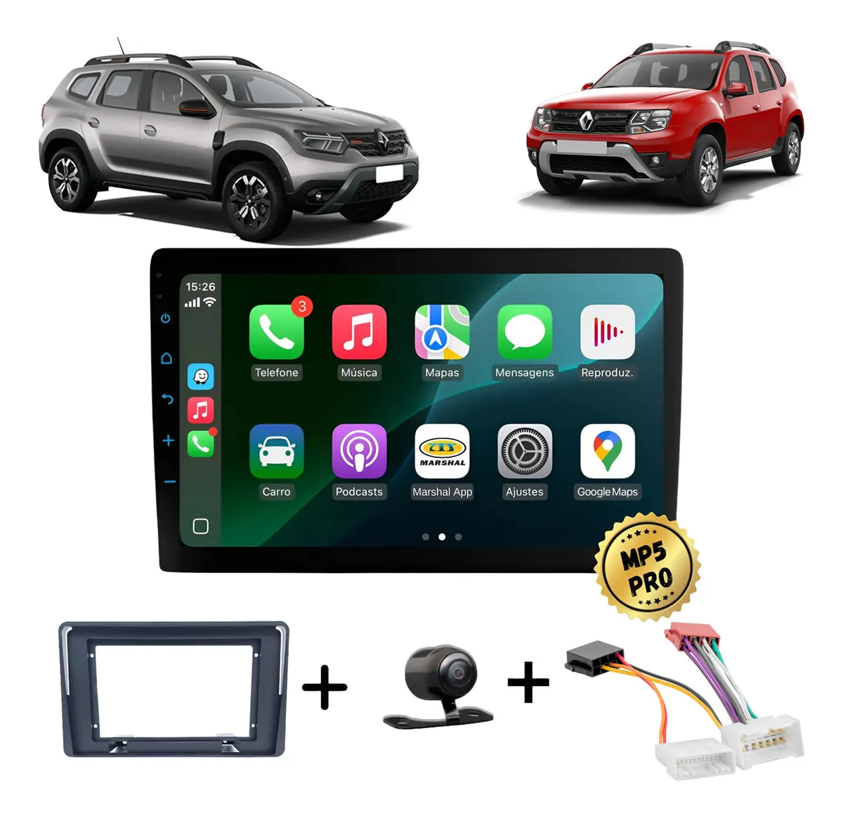 Kit Multimidia Mp5 Pro+ 9' Flutuante Renault Duster G3 20/25 Preto