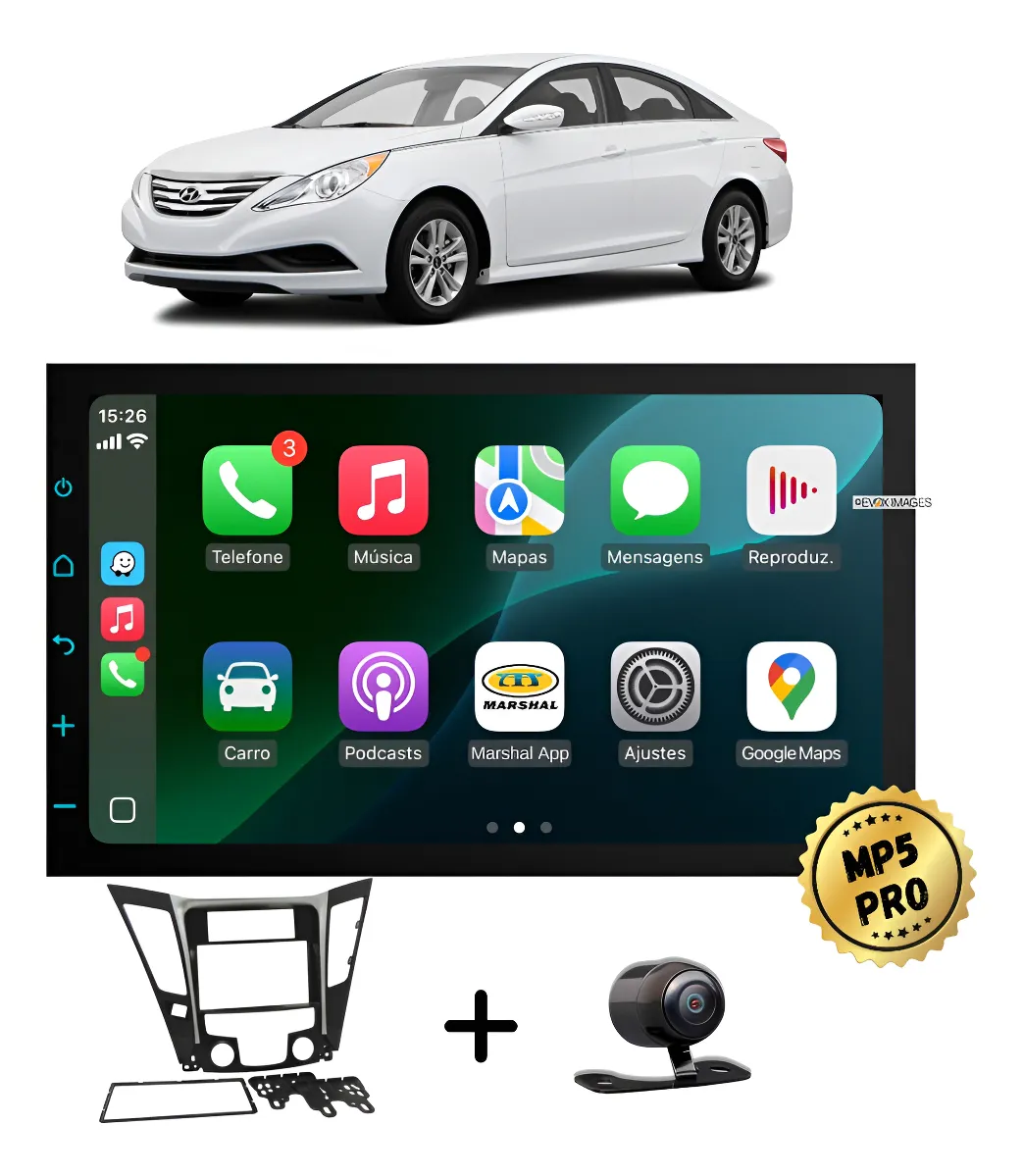 Kit Multimidia Mp5 Pro+ 7   Hyundai Sonata 2011 2012 À 2014 Preta