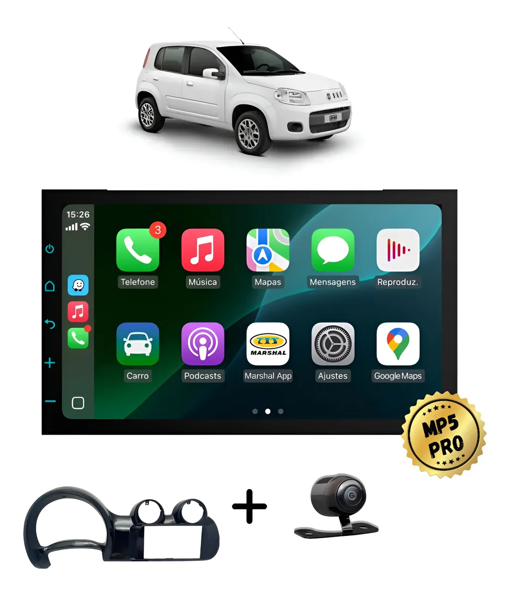Kit Multimidia Mp5 Pro+ 7  Fiat Uno Vivace 2010/2016
