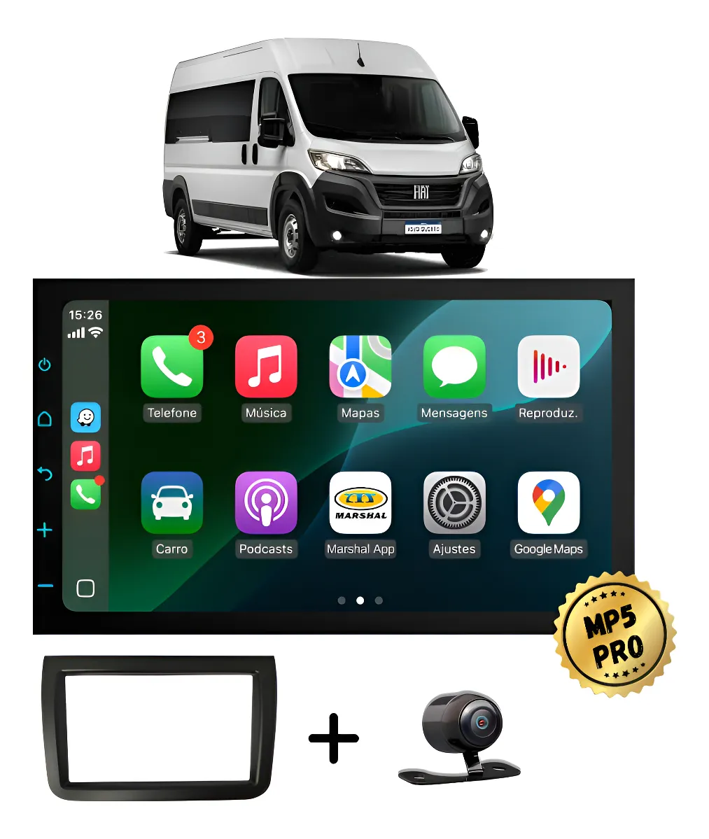 Kit Multimidia Mp5 Pro+ 7' Ducato 2018 2019 2020 2021 2022 Preto