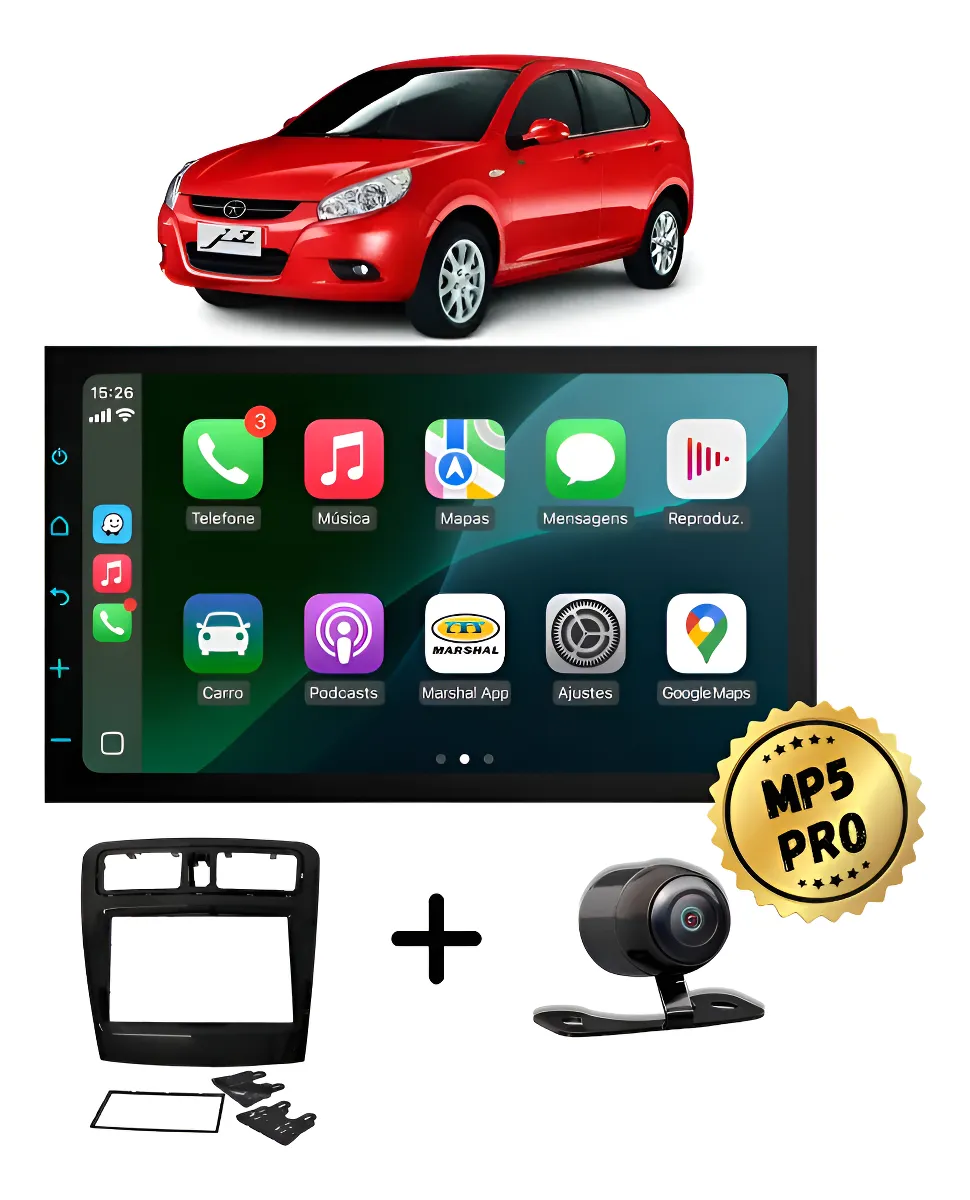 Kit Multimidia Mp5 Pro+ 7' Jac J3 2013 2014 2015 2016 2017 Black Piano