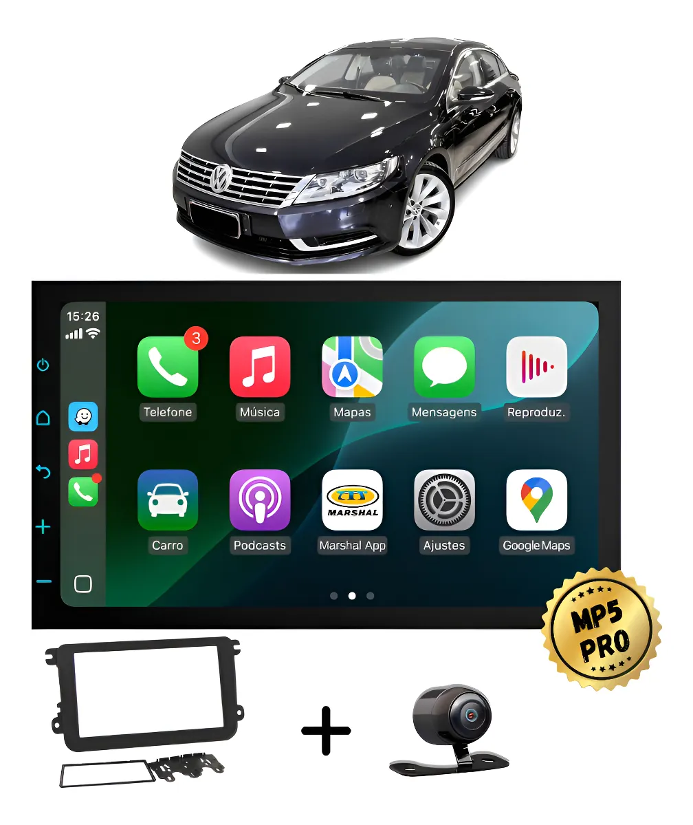 Kit Multimidia Mp5 Pro+ 7' Passat 2010 2011 2012 2013 À 2015 Preta