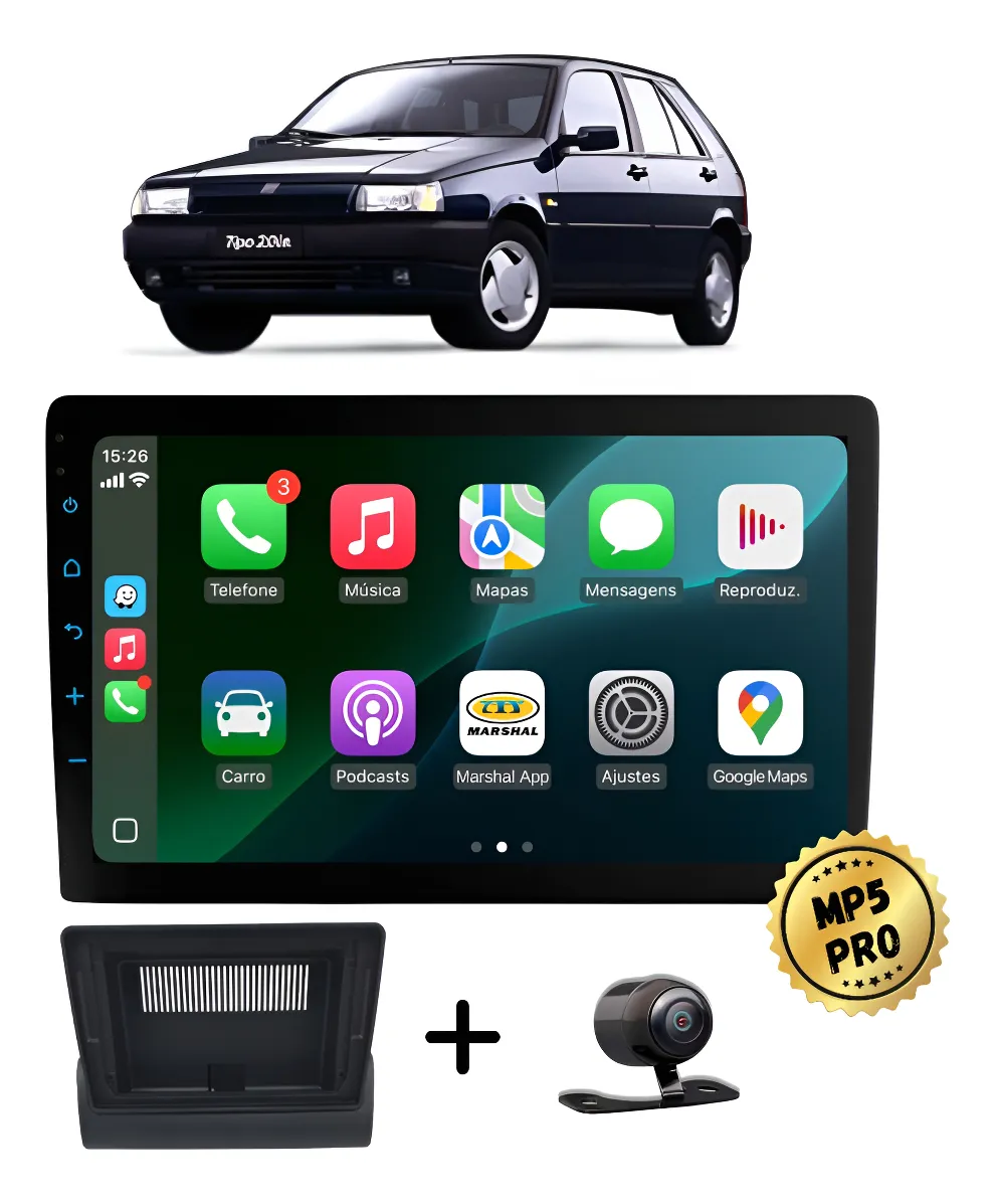 Kit Multimidia Mp5 Pro+ 9' Fiat Prêmio 1994 Preto