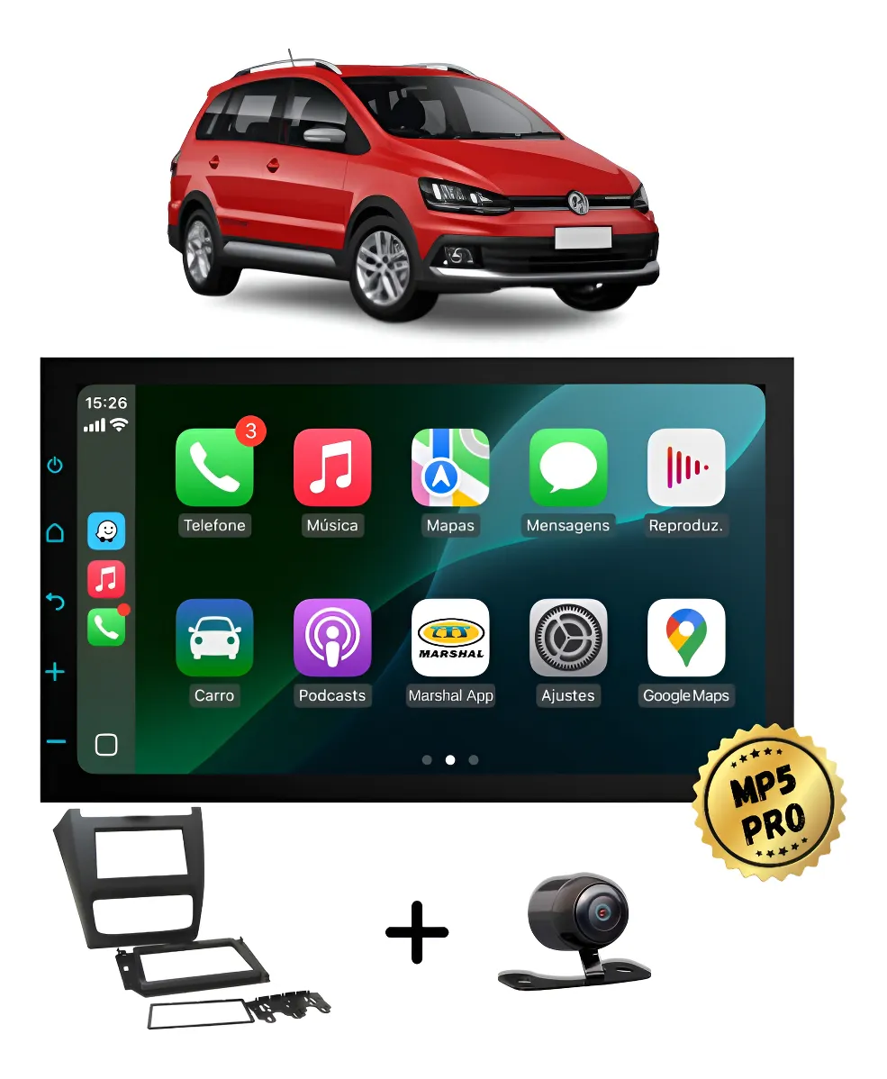 Kit Multimidia Mp5 Pro+ 7' Spacecross G3 2012 2013 Até 2016 Preta
