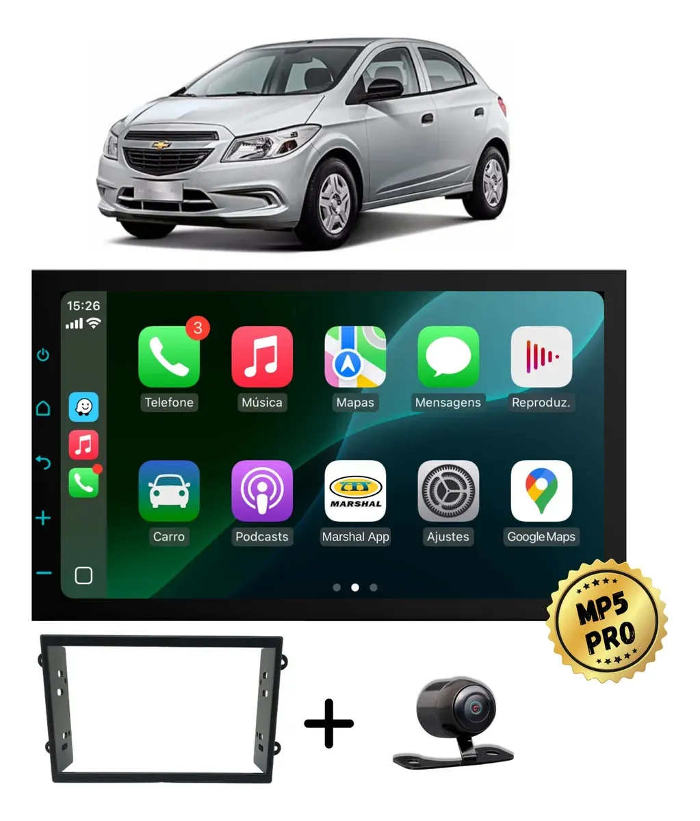 Kit Multimidia Mp5 Pro+ 7'' Chevrolet Onix 2012/2016