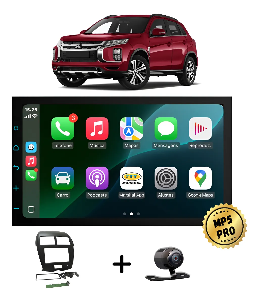 Kit Multimidia Mp5 Pro+ 7' Mitsubishi Asx 2010 À 2022 C/ Usb Preta