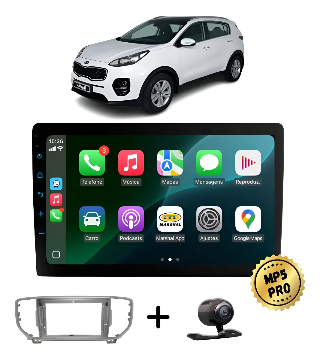 Kit Multimidia Mp5 Pro+ 9' Kia Sportage 2016 2017 2018 Prata