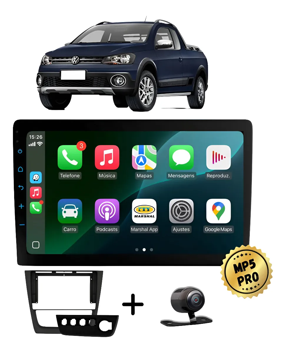 Kit Multimidia Mp5 Pro+ 9' Saveiro G6 2014 2015 2016