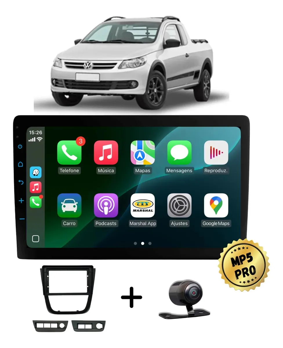Kit Multimidia Mp5 Pro+ 9'' Flutuante Vw Saveiro G5