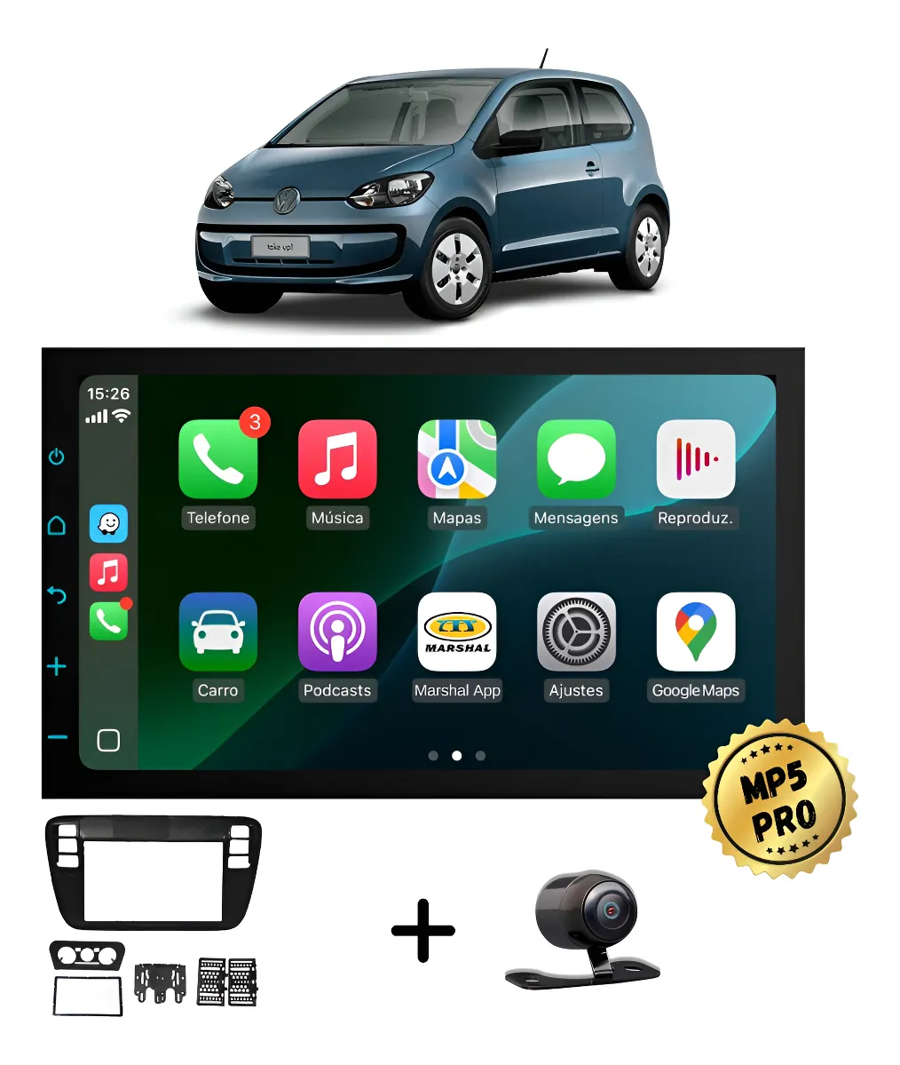 Kit Multimidia Mp5 Pro+ 7  Vw Up Mpi 2014/2017 Preta