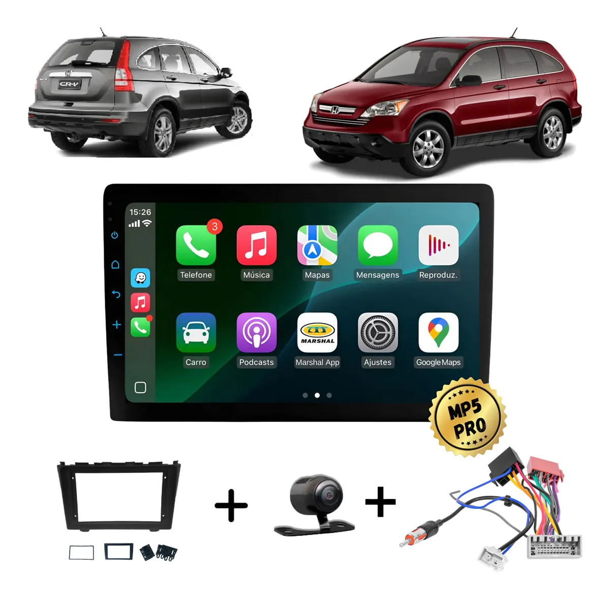 Kit Multimidia Mp5 Pro+ 9' Honda Crv 2008/2011 Preto
