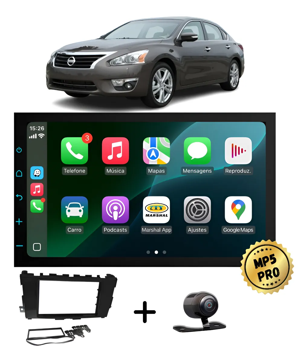 Kit Multimidia Mp5 Pro+ 7' Nissan Altima 2013 2014 Preta