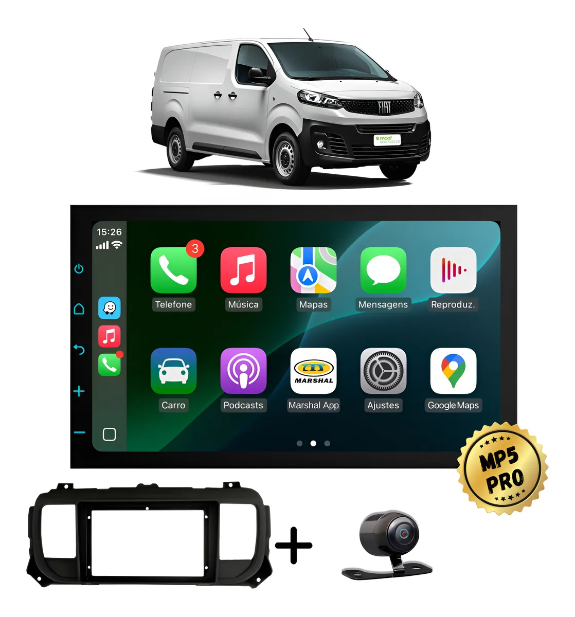 Kit Multimidia Mp5 Pro+ 7'' Scudo Jumpy 2017 Até 2024 Preto
