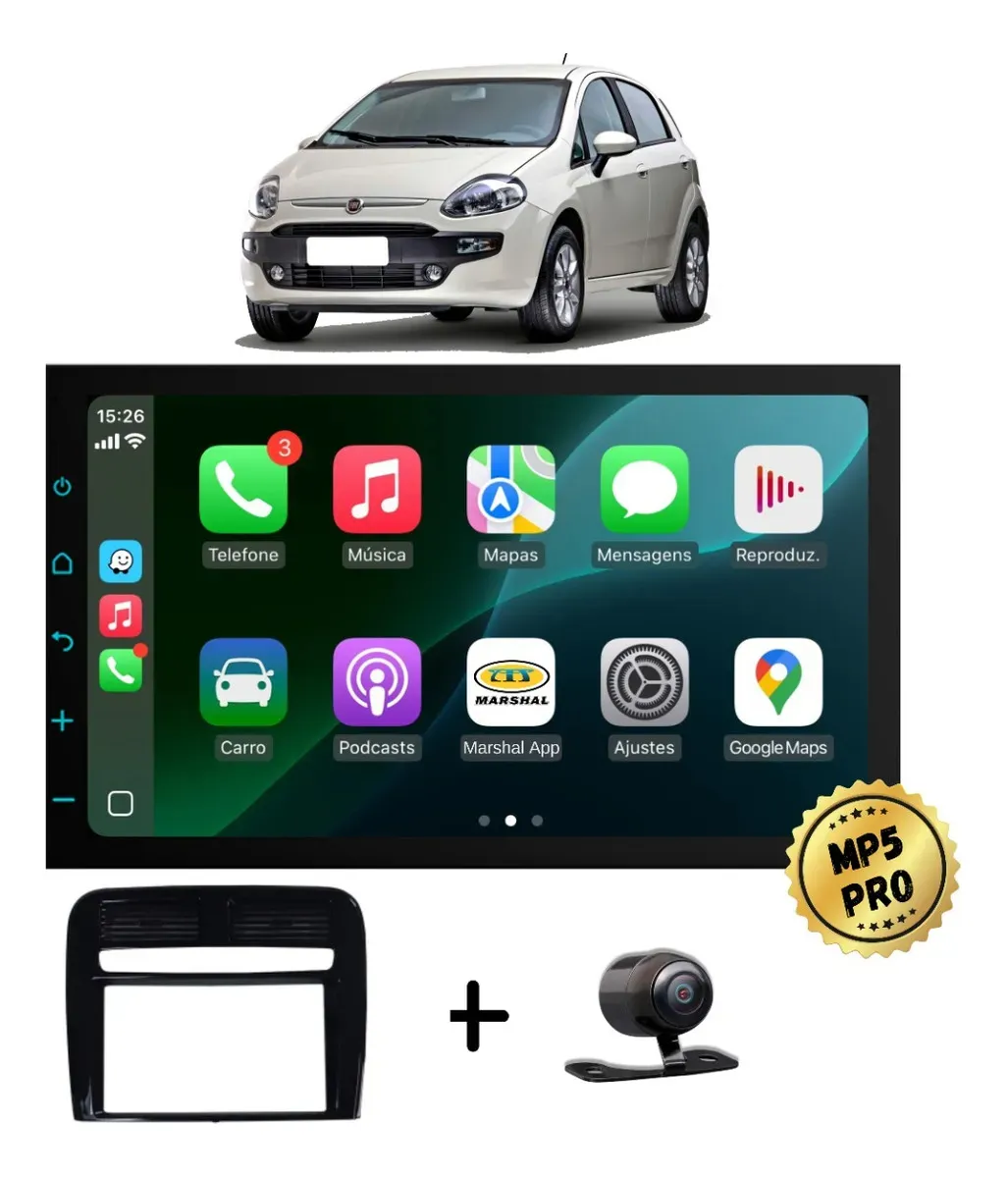 Kit Multimidia Mp5 Pro+ 7  Fiat Punto 2008/2012