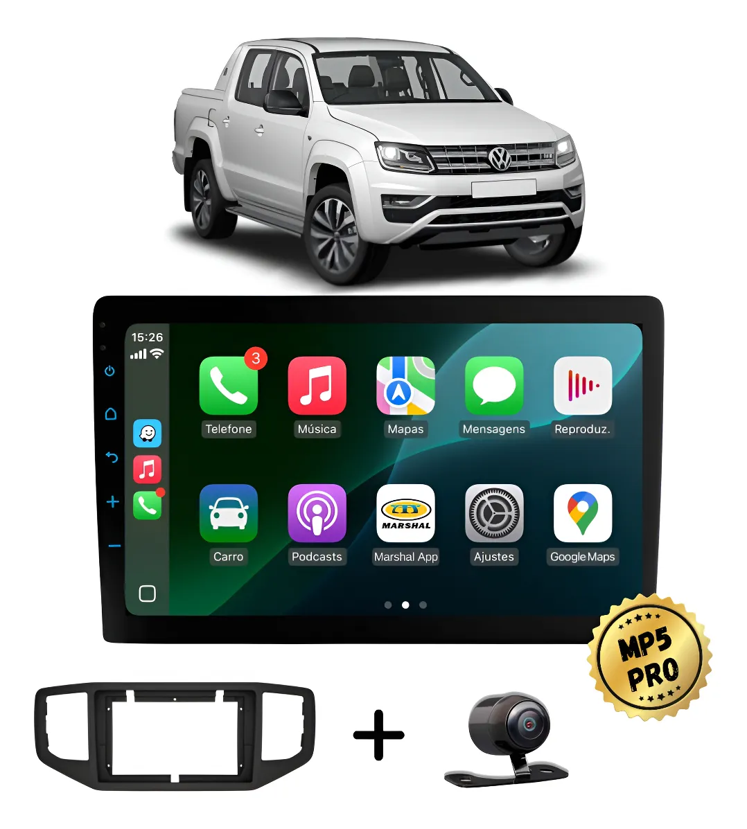 Kit Multimídia Mp5 Pro+ 9' Amarok 2017 2018 2019 2020 Acima