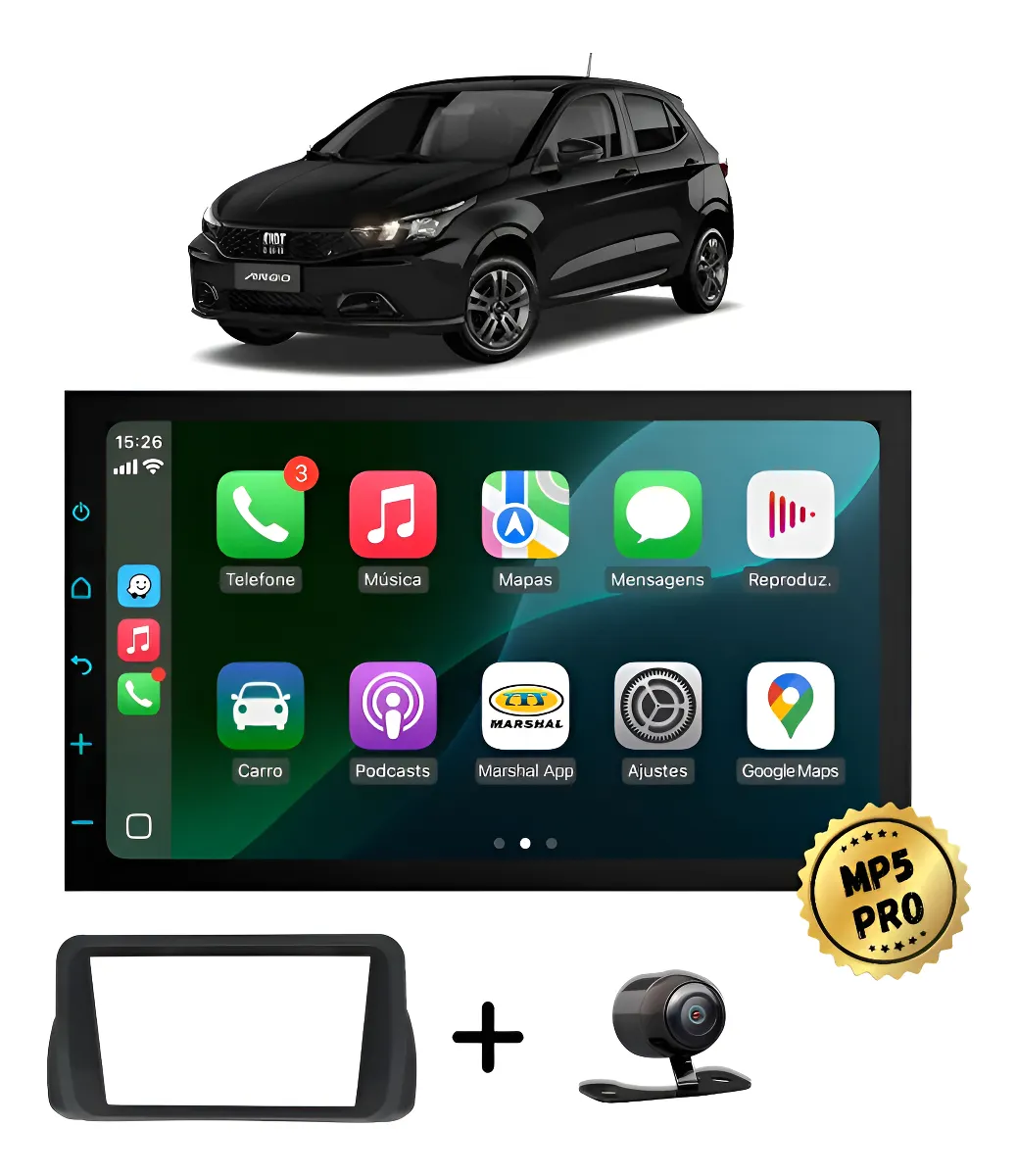 Kit Multimidia Mp5 Pro+ 7  Fiat Argo 2017/2025