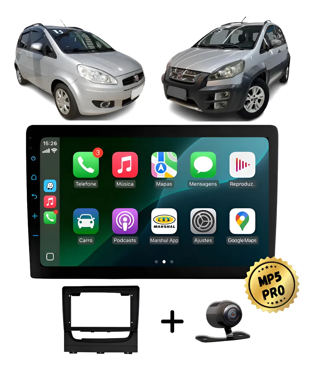 Kit Multimidia Mp5 Pro+ 9'' Fiat Idea / Adventure 2013/2018